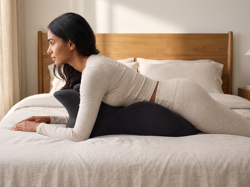 The Embrace positioning pillow supporting the chest in a forward-lying position